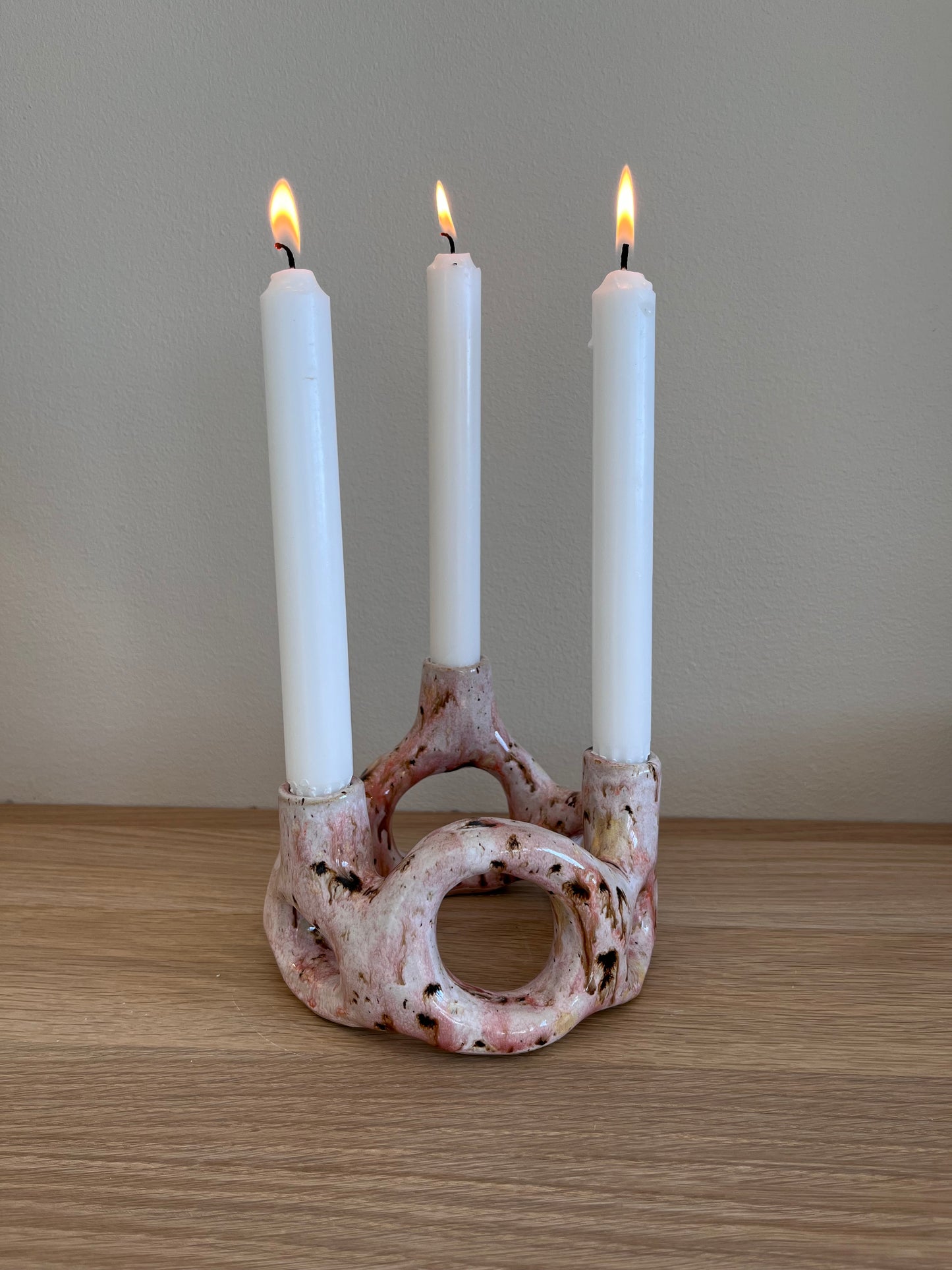 Ljusstake 3 ljus rosa