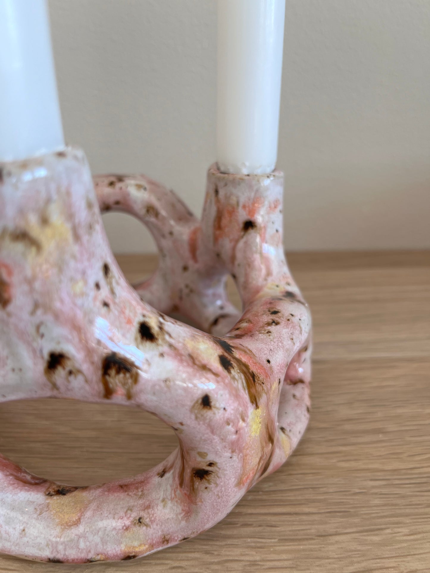 Ljusstake 3 ljus rosa