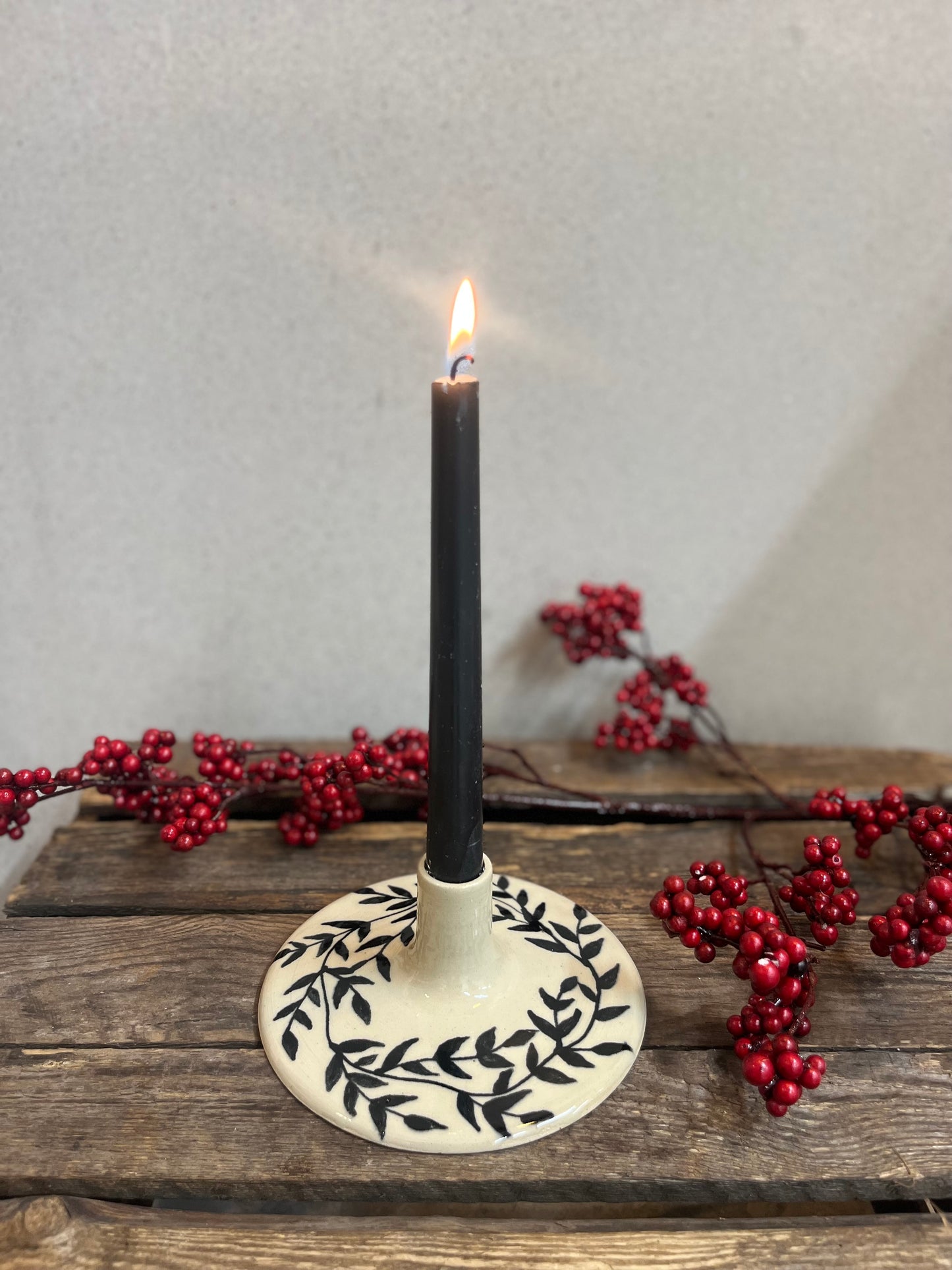 Ljusstake handmålad Blad