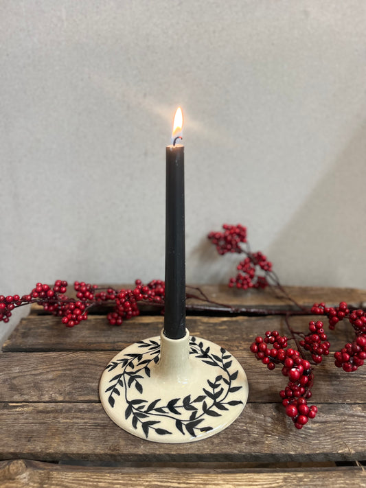 Ljusstake handmålad Blad